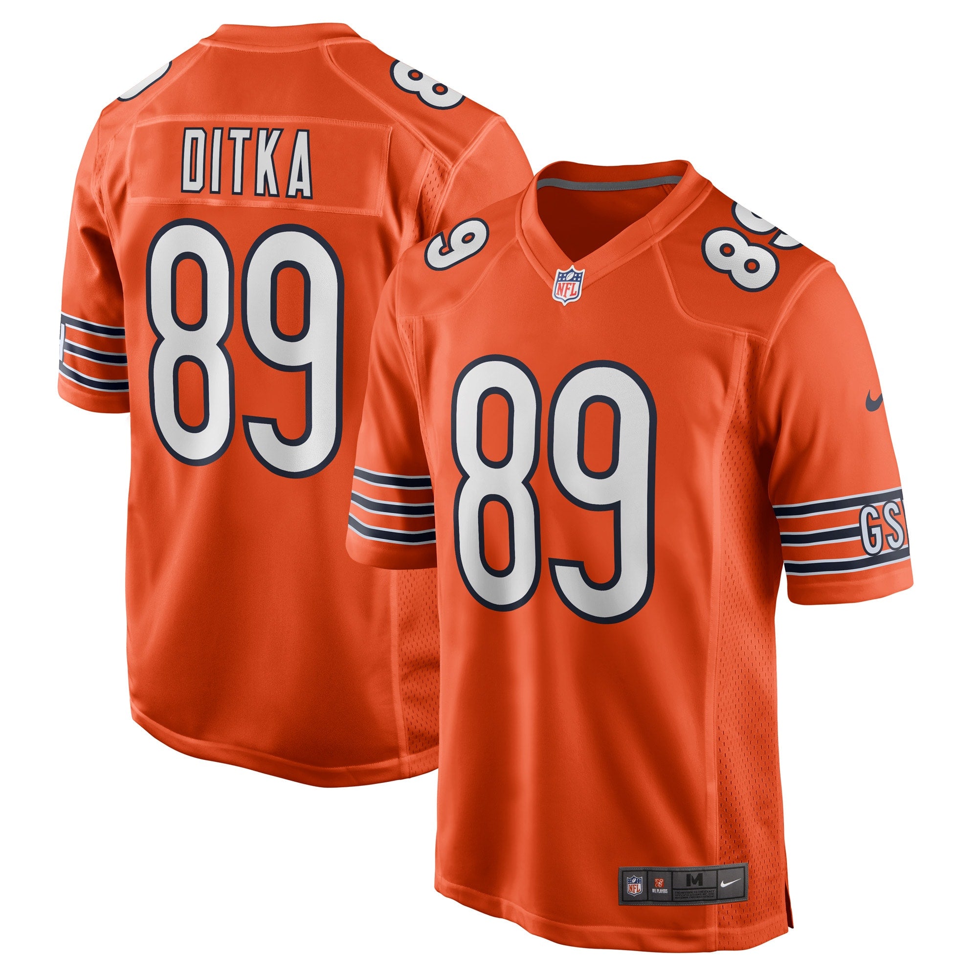 Mike Ditka Chicago Bears Nike Retired Player Game Jersey - White/Navy/Orange - Image 2