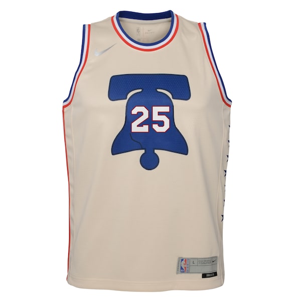 Ben Simmons Philadelphia 76ers Nike Youth 2020/21 Swingman Player Jersey Cream - Earned Edition - Image 2