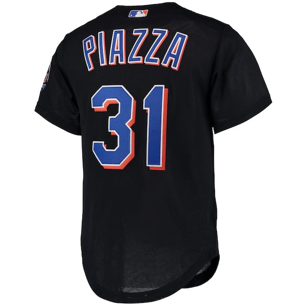 Mike Piazza New York Mets Cooperstown Collection Mesh Batting Practice Button-Up Jersey - Black/Orange/Royal - Image 4