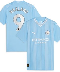 Erling Haaland Manchester City Puma Women's 2023/24 Home Replica Player Jersey - Sky Blue