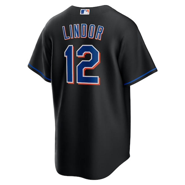 Francisco Lindor New York Mets Nike 2022 Alternate Replica Player Jersey - Black - Image 3