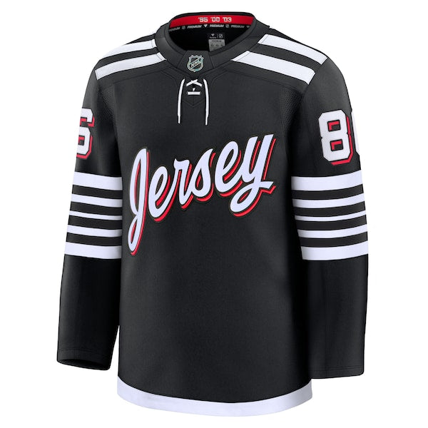 Jack Hughes New Jersey Devils Alternate Premium Jersey - Black/White/Red - Image 3