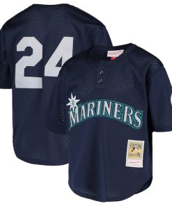 Ken Griffey Jr. Seattle Mariners Youth Cooperstown Collection Mesh Batting Practice Jersey - Navy