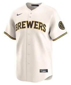 Alternative view of Milwaukee Brewers Nike 2024 Jackie Robinson Day Home Limited Jersey?¨C Cream