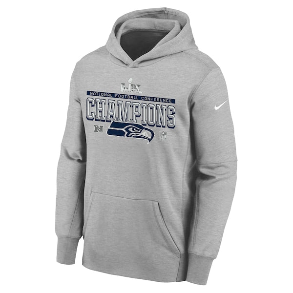 Seattle Seahawks Nike Gray 2025 NFC Champions Locker Room Trophy Collection Authentic Hoodie - Image 2