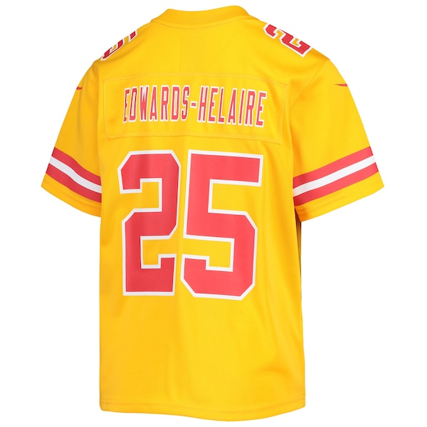 Clyde Edwards-Helaire Kansas City Chiefs Nike Youth Inverted Team Game Jersey - Gold - Image 3