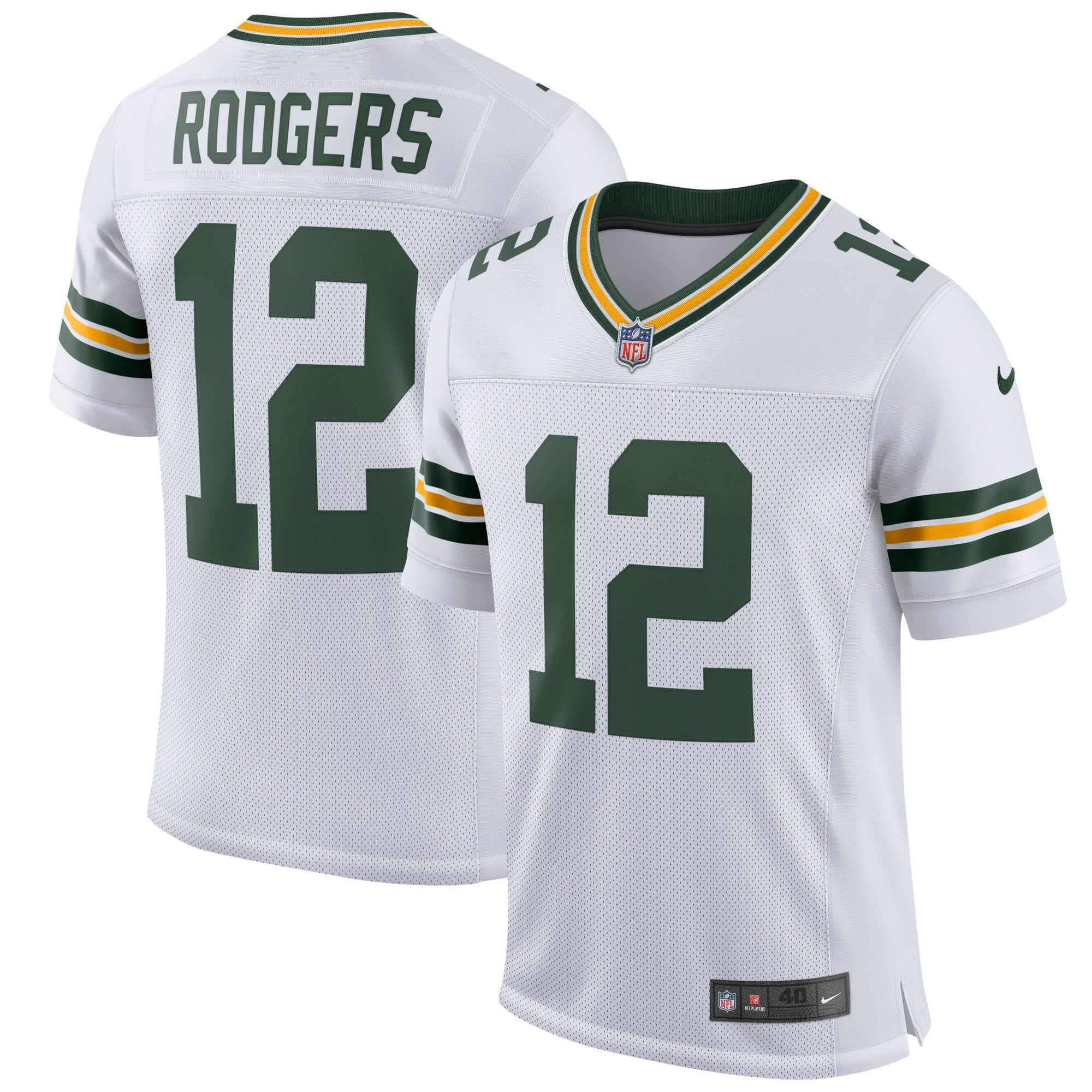 Aaron Rodgers Green Bay Packers Nike Vapor Elite Jersey - Green/White - Image 6
