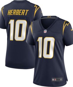 Alternative view of Justin Herbert Los Angeles Chargers Nike Women's Alternate Game Jersey - Navy/Powder Blue/Royal