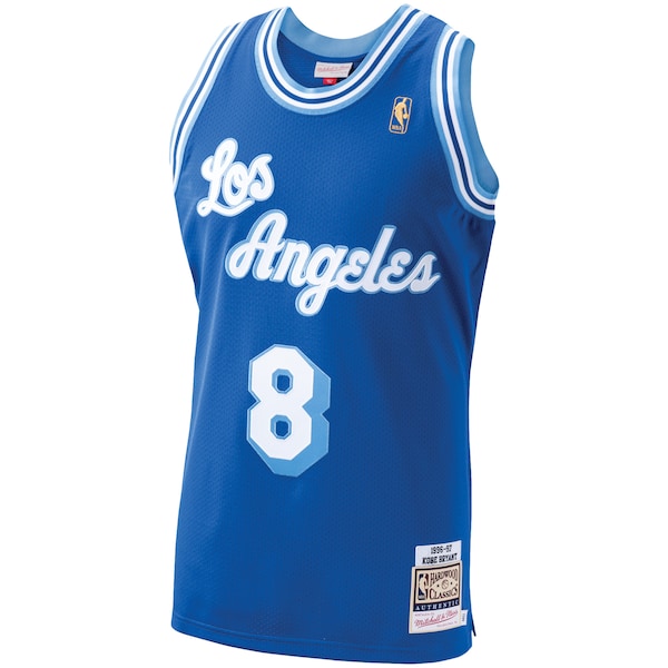 Men's Los Angeles Lakers Kobe Bryant Royal 1996-97 Hardwood Classics Authentic Player Jersey- Blue/Gold/Purple - Image 3