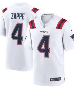 Bailey Zappe New England Patriots Nike Game Player Jersey - White/Navy/Red