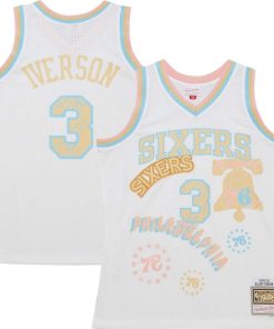 Allen Iverson Philadelphia 76ers 2002/03 Swingman Sidewalk Sketch Jersey - White