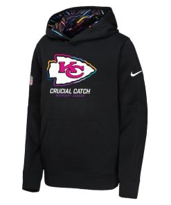 Alternative view of Kansas City Chiefs Nike Youth 2024 NFL Crucial Catch Pullover Hoodie - Black