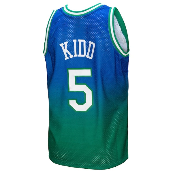 Jason Kidd Dallas Mavericks 1994/95 Hardwood Classics Fadeaway Swingman Player Jersey - Green/Navy - Image 4