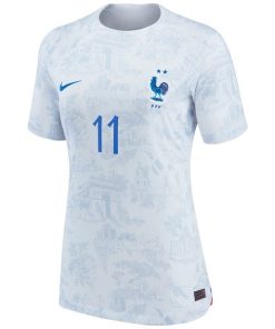 Alternative view of Ousmane Dembele France National Team Nike Women's 2022/23 Away Breathe Stadium Replica Jersey - White