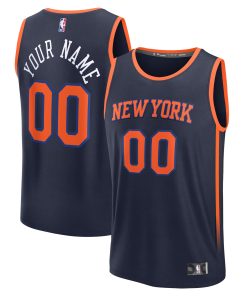Alternative view of New York Knicks  Fastbreak Custom Jersey - Statement Edition - Black/Navy/Blue