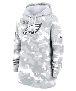 Alternative view of Philadelphia Eagles Nike Women's 2024 Salute To Service Club Fleece Pullover Hoodie - Arctic Camo