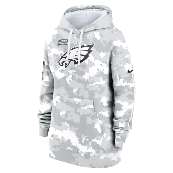 Philadelphia Eagles Nike Women's 2024 Salute To Service Club Fleece Pullover Hoodie - Arctic Camo - Image 2