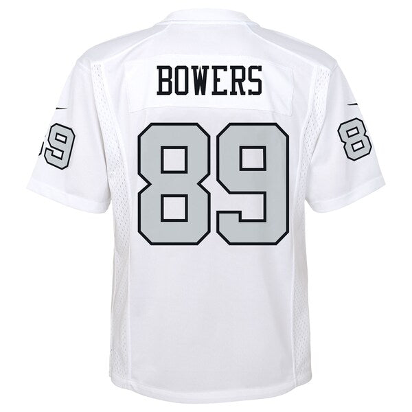 Brock Bowers Las Vegas Raiders Nike Youth Alternate Game Jersey - White - Image 3