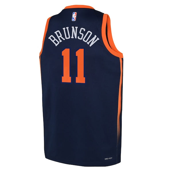 Jalen Brunson New York Knicks Jordan Brand Youth Swingman Jersey - Statement Edition - Navy - Image 3