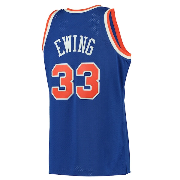 Patrick Ewing New York Knicks 1991/92 Hardwood Classics Swingman Jersey - Blue - Image 7