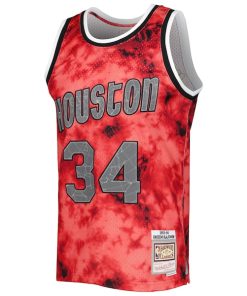 Alternative view of Hakeem Olajuwon Houston Rockets 1993/94 Galaxy Swingman Jersey - Red