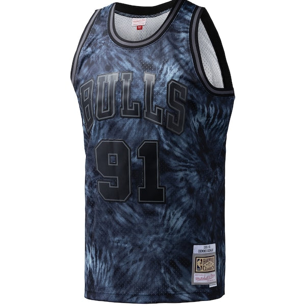 Dennis Rodman Chicago Bulls Hardwood Classics 1995/96 Tie-Dye Swingman Jersey - Black - Image 3