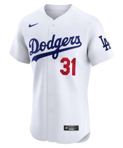 Alternative view of Tyler Glasnow Los Angeles Dodgers Nike Home Elite Player Jersey - White
