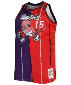 Alternative view of Vince Carter Toronto Raptors Big & Tall Hardwood Classics 1998/99 Split Swingman Jersey - Purple/Red