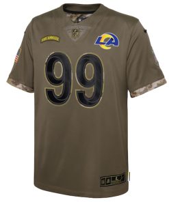 Alternative view of Aaron Donald Los Angeles Rams Nike Youth 2022 Salute To Service Player Limited Jersey - Olive