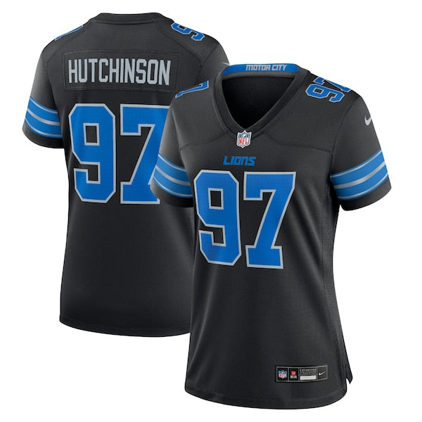 Aidan Hutchinson Detroit Lions Nike Women's 2nd Alternate Game Jersey - Black/Blue/White - Image 2