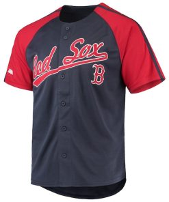 Alternative view of Boston Red Sox Stitches Button-Down Raglan Replica Jersey - Navy