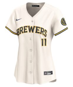 Alternative view of Jackson Chourio Milwaukee Brewers Nike Women's Home Limited Player Jersey - Cream