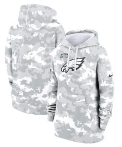 Philadelphia Eagles Nike Women's 2024 Salute To Service Club Fleece Pullover Hoodie - Arctic Camo