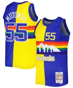 Dikembe Mutombo Denver Nuggets Hardwood Classics 1991/92 Split Swingman Jersey - Royal/Gold