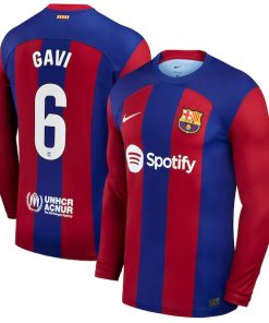 Gavi Barcelona Nike 2023/24 Home Stadium Replica Long Sleeve Player Jersey - Royal