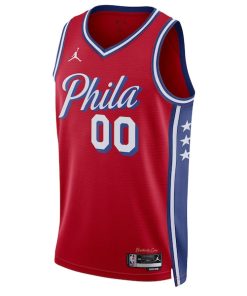 Alternative view of Philadelphia 76ers Jordan Brand Unisex 2022/23 Swingman Custom Jersey - Statement Edition - Red