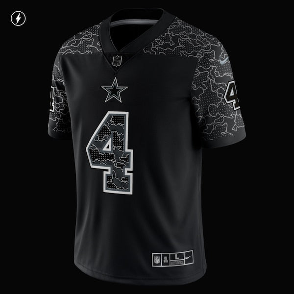 Dak Prescott Dallas Cowboys Nike RFLCTV Limited Jersey - Black - Image 4