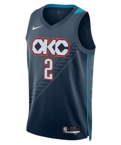Alternative view of Shai Gilgeous-Alexander Oklahoma City Thunder Nike Unisex 2025/26 Swingman Jersey - Navy - City Edition