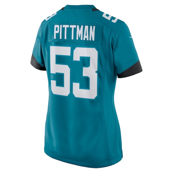 Anthony Pittman Jacksonville Jaguars Nike Women's Team Game Jersey - Teal - Image 3