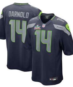 Men's Seattle Seahawks Sam Darnold Nike College Navy Super Bowl LX Patch Game Jersey