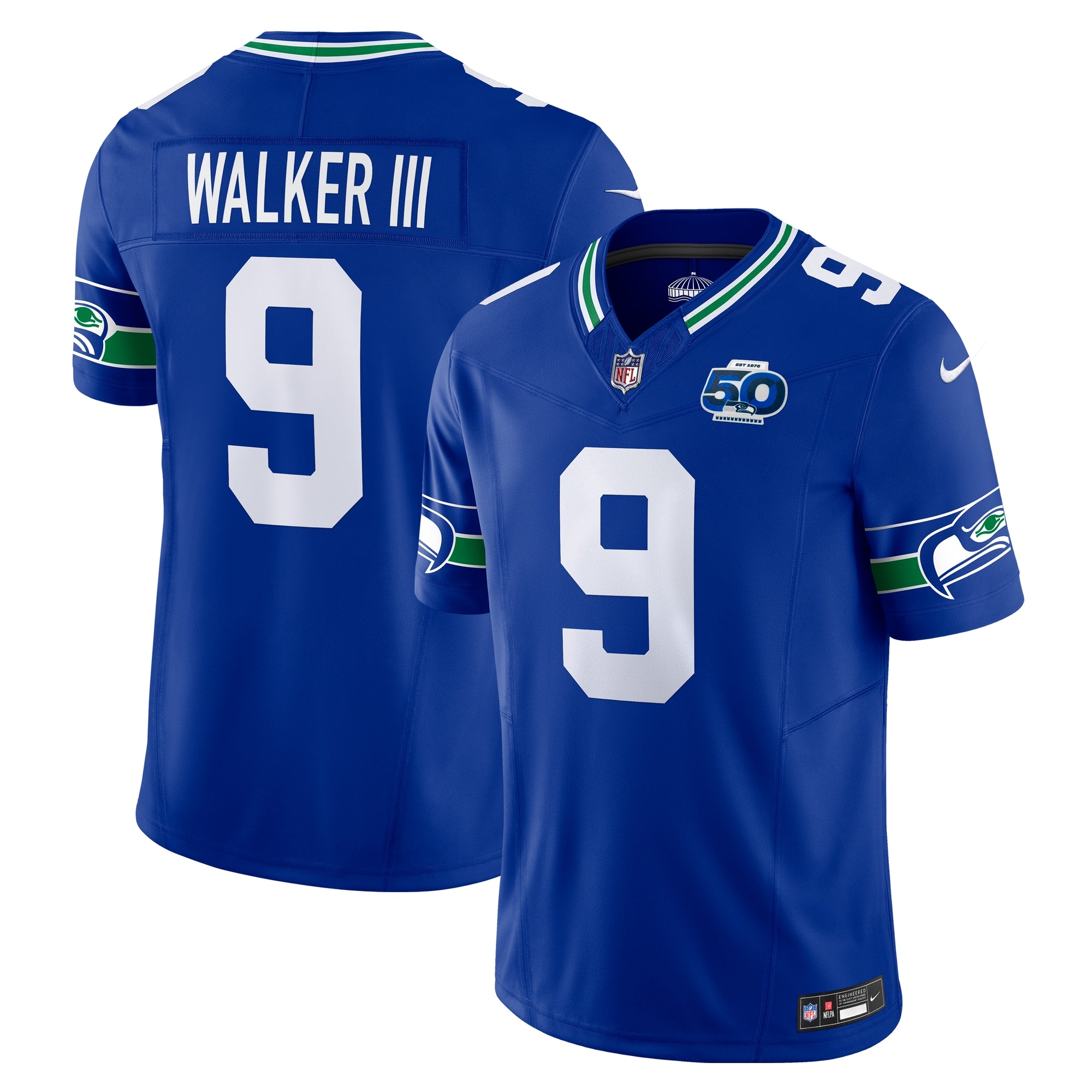 Kenneth Walker III Seattle Seahawks Nike Team 50th Season Vapor F.U.S.E. Limited Jersey - College Navy/Royal - Image 5