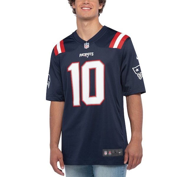 Mac Jones New England Patriots Nike Player Game Jersey - Navy/Red/White - Image 6