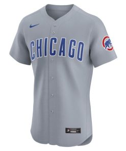 Alternative view of Chicago Cubs Nike Road 2024 Jackie Robinson Day Elite Jersey - Gray
