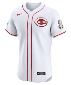Alternative view of Cincinnati Reds Nike Home Elite Patch Jersey - White
