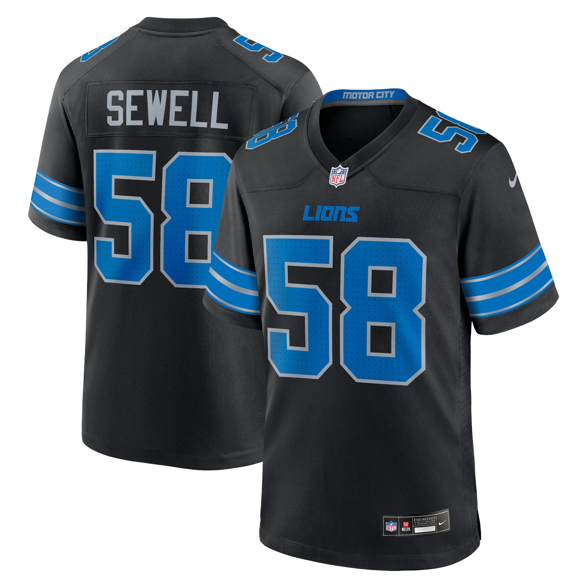 Penei Sewell Detroit Lions Nike Game Jersey - White/Blue/Black - Image 8