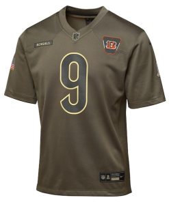 Alternative view of Joe Burrow Cincinnati Bengals Nike Youth 2025 Salute to Service Game Jersey - Olive