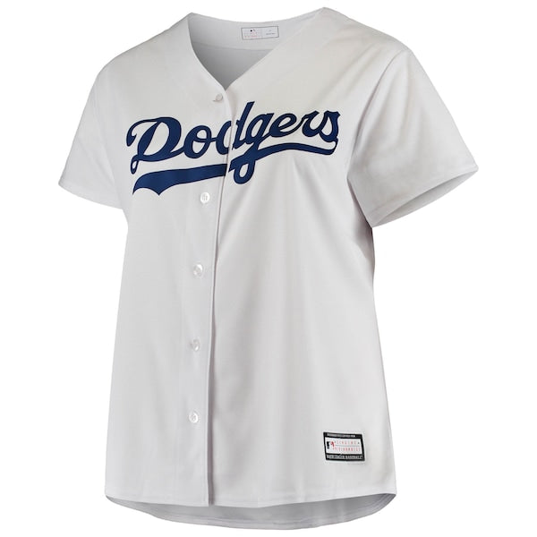 Los Angeles Dodgers Women's Plus Size Sanitized Replica Team Jersey - White - Image 2