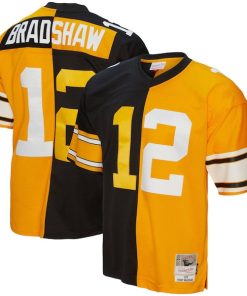 Terry Bradshaw Pittsburgh Steelers 1976 Split Legacy Replica Jersey - Black/Gold