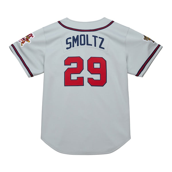 John Smoltz Atlanta Braves 1995 Throwback Authentic Jersey - Gray - Image 3