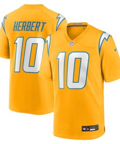Justin Herbert Los Angeles Chargers Nike Youth Alternate Charger Power Game Player Jersey - Gold/Navy